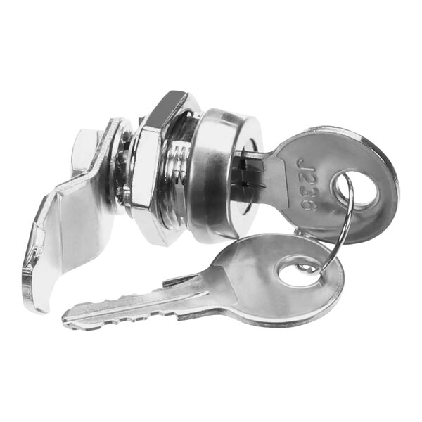 A Frymaster waste handle lock with a key lock and key ring, with 2 keys.