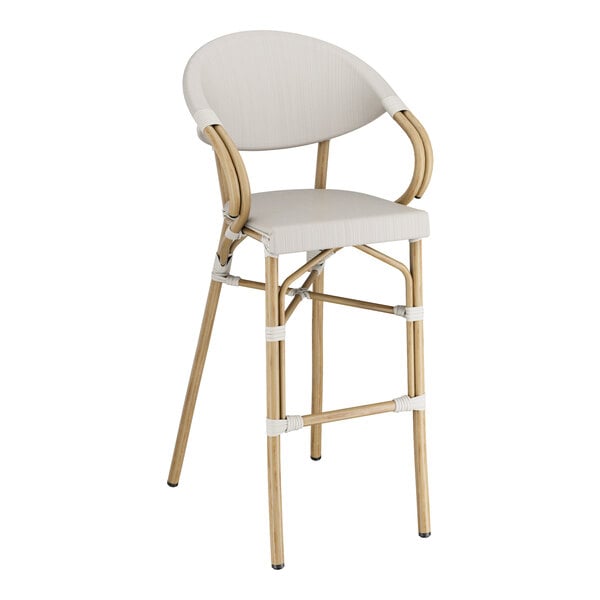 Lancaster Table & Seating Bistro Series Gray Teslin Outdoor Arm Barstool