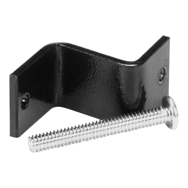 A black metal Hatco Z-bracket with a screw.
