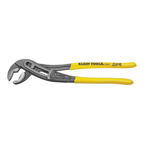Klein Tools Klaw 7" Classic Pump Pliers with yellow handles.