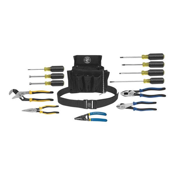 A Klein Tools 14-piece Apprentice Tool Kit in a black tool bag.