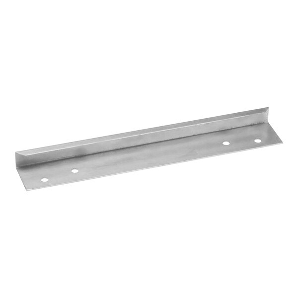 A rectangular stainless steel metal bar with holes on the side.