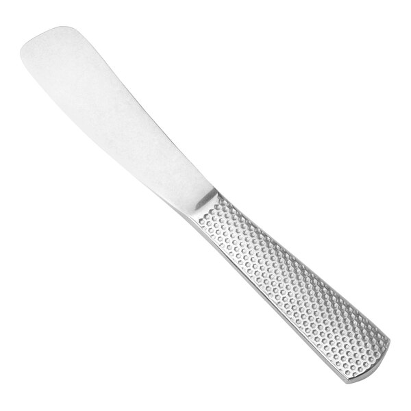 An American Metalcraft stainless steel spreader with a hammered texture on the handle.