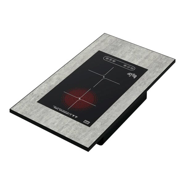 A black and grey rectangular Bon Chef Nexus induction cooker with 2 black and silver electronic touchpads.