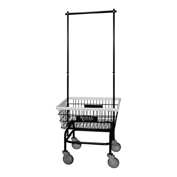 Royal Basket Trucks Wire Basket Laundry Cart with Double Garment Hanger