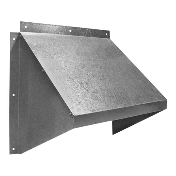 A Canarm galvanized metal hood for fans with a metal cover.
