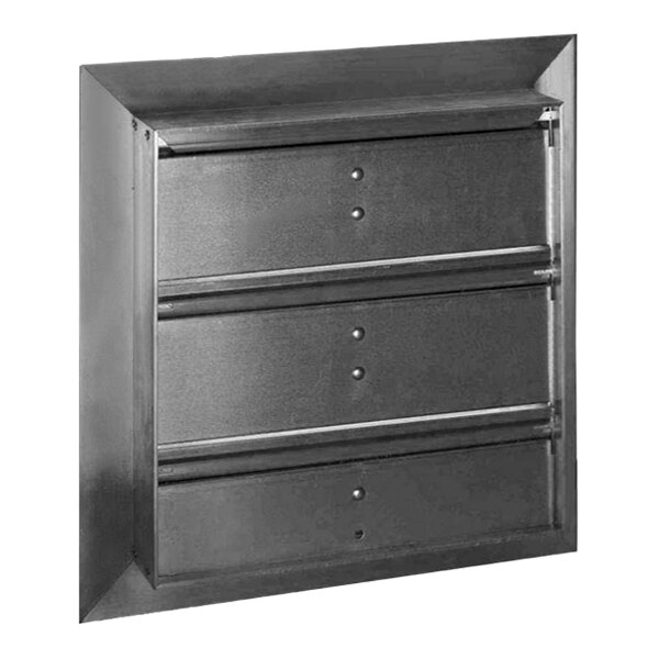 A metal box with three drawers.