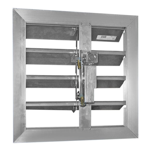 A stainless steel metal square with four doors.