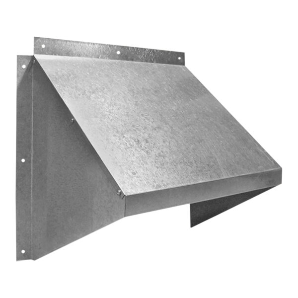 A close-up of a Canarm galvanized metal hood for a fan.