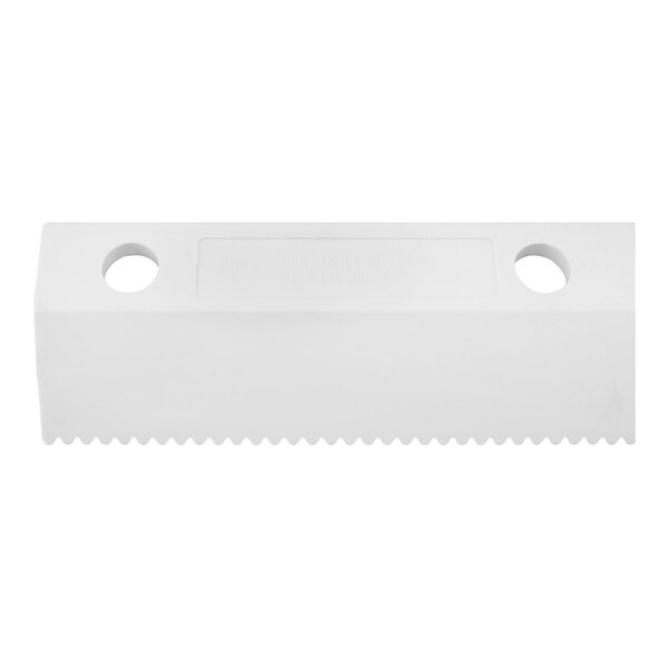 A white rectangular Midwest Rake EasySqueegee blade with holes.