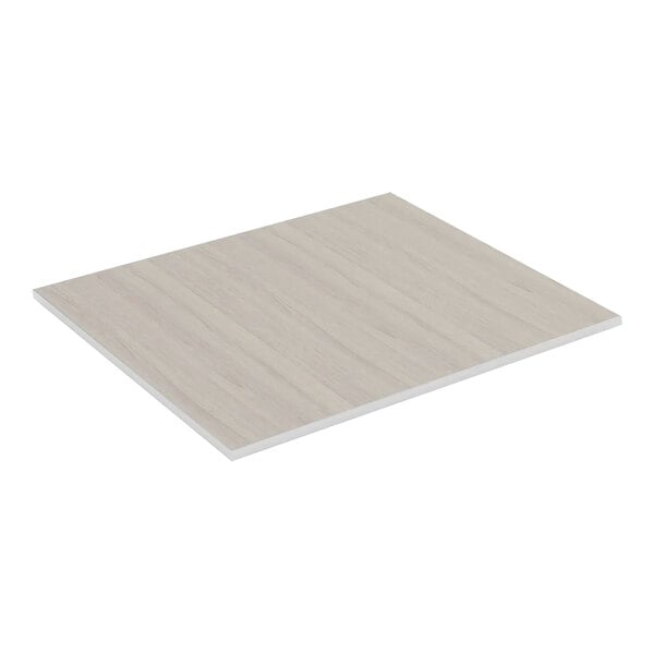 A white square Bon Chef countertop panel with an oak laminate surface.