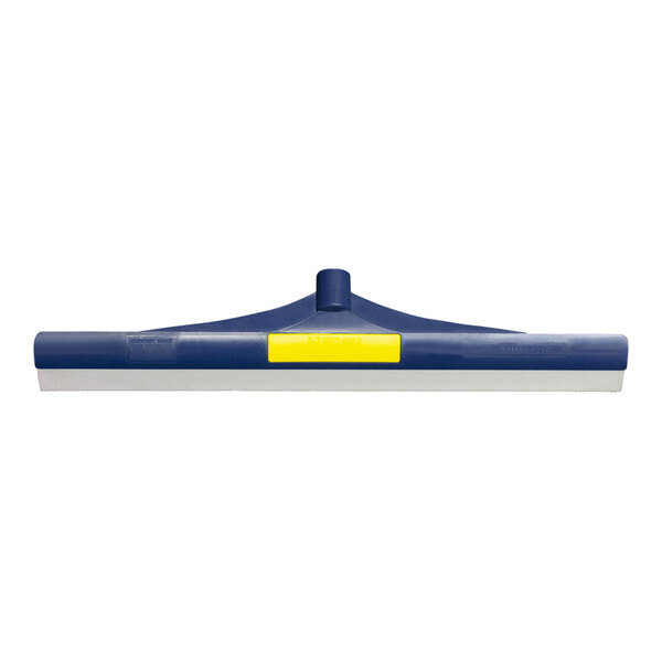 A blue and yellow Midwest Rake SpeedSqueegee with a yellow stripe on the handle.