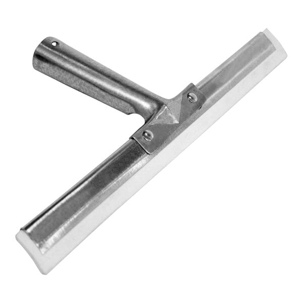A Midwest Rake white nitrile rubber window squeegee with a metal handle.