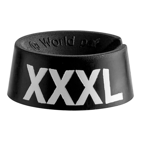 A black 3/4" ring with white text that says "XXXL"