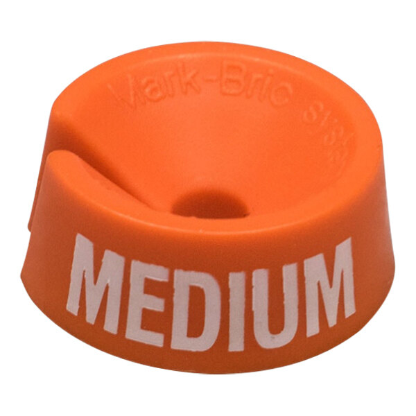 An orange plastic 3/4" size marker with the word "medium" in white.