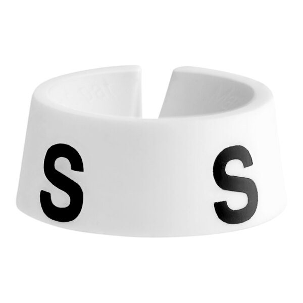A white ring with black letters that spell "S"