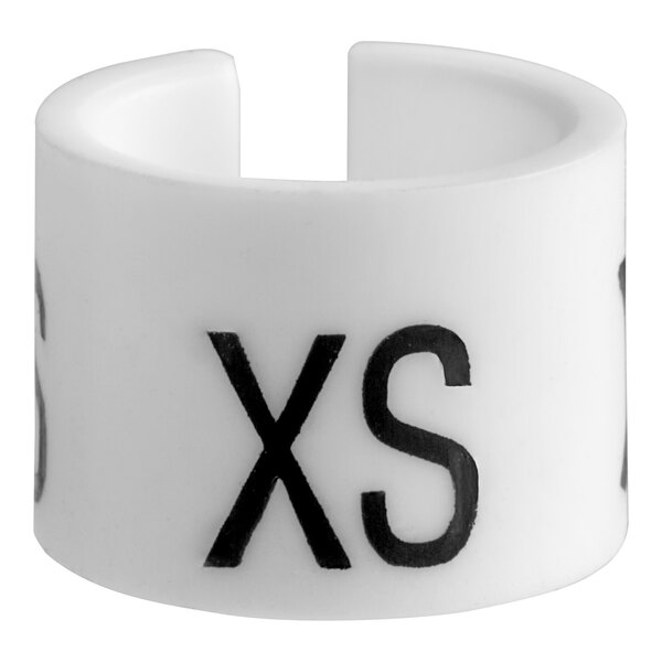 A white 1/2" ring with "XS" in black letters.