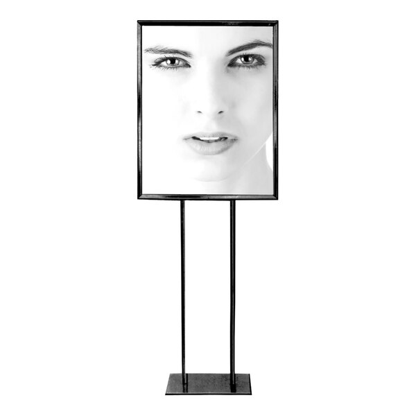 22" x 28" Black Bulletin Sign Holder with Twin Stem Rectangular Base