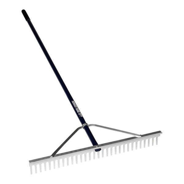 A Seymour Midwest chisel tooth rake with a long handle.