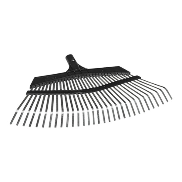 A black Seymour Midwest Pro-Flex leaf rake head with long tips.