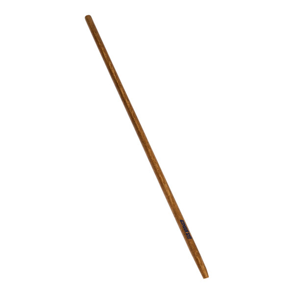 A long wooden handle for a Seymour Midwest rake.