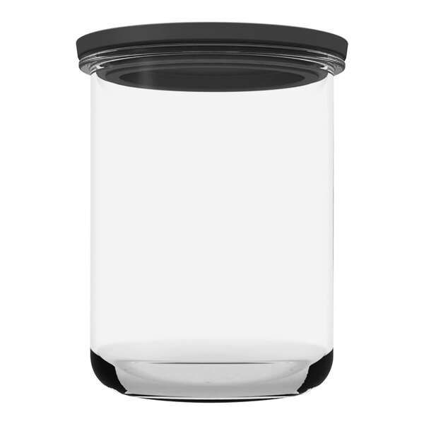 Anchor Hocking Goode 1 Gallon Stackable Glass Sundry Jar with Black Lid 13867 - 2/Case