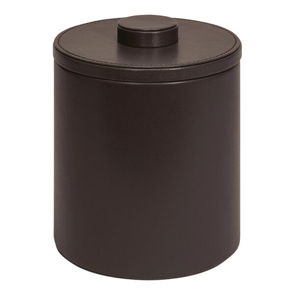 A black cylinder with a brown lid.