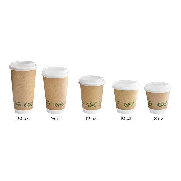 EcoChoice 12 oz. Smooth Double Wall Kraft Compostable Paper Hot Cup and ...