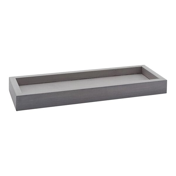 A grey rectangular Room360 Bali bamboo tray with a handle.