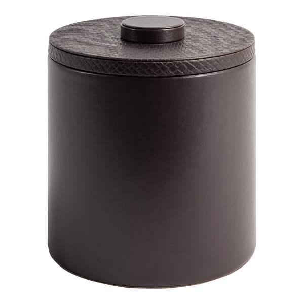 A round black Room360 Java ice bucket with a round black lid.
