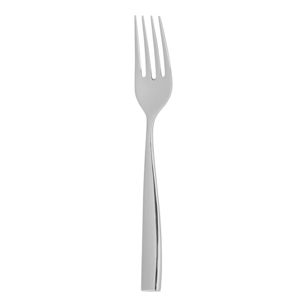 An Arcoroc stainless steel salad/dessert fork with a silver handle on a white background.