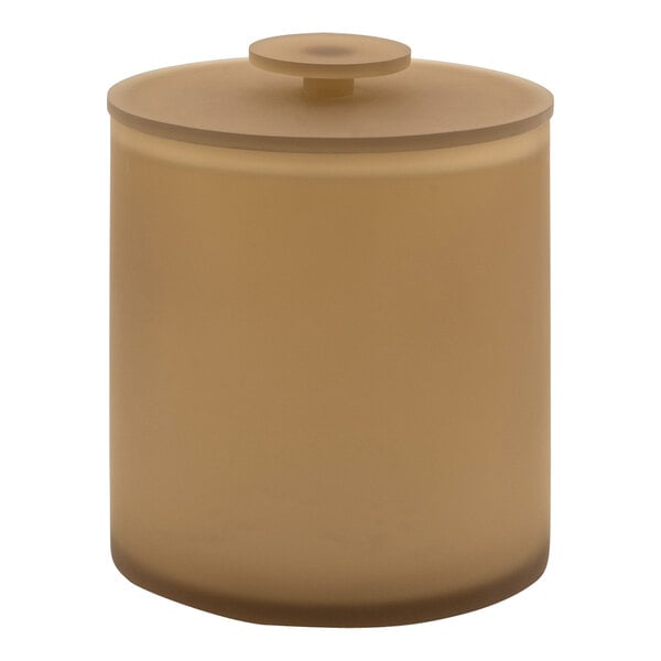 A Room360 nutmeg resin ice bucket with a nutmeg lid on a white background.