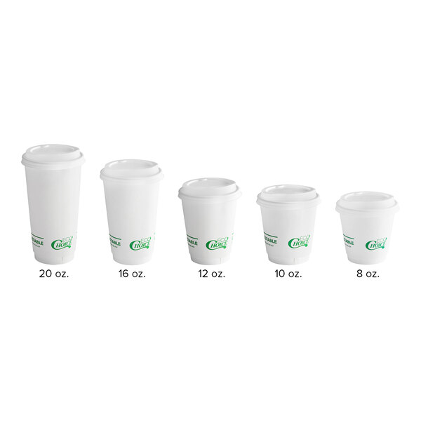 EcoChoice 8 oz. Squat Smooth Double Wall White Compostable Paper Hot ...