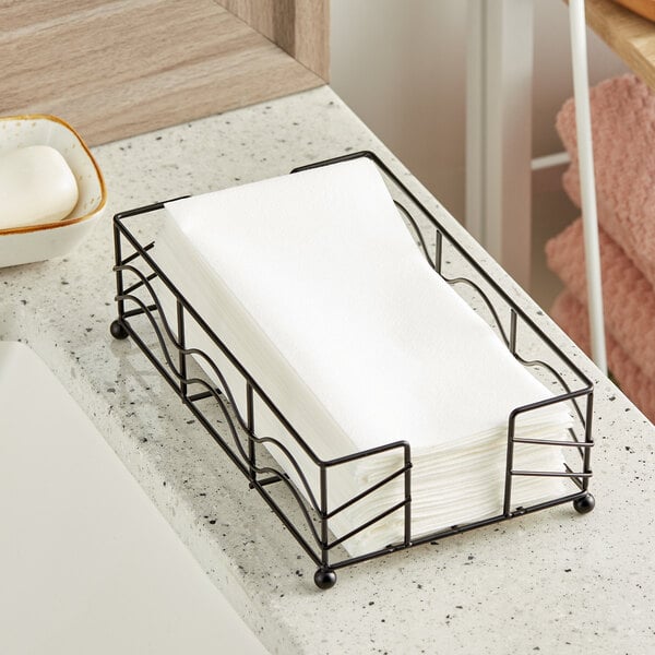 Lavex White Customizable Linen-Feel 1/4 Fold Guest Towel 8"x 17" - 600/Case
