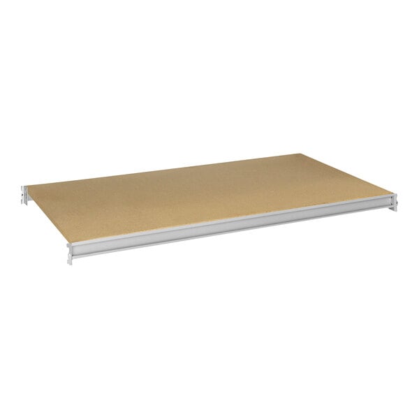 A Hallowell metal shelf with particleboard decking.