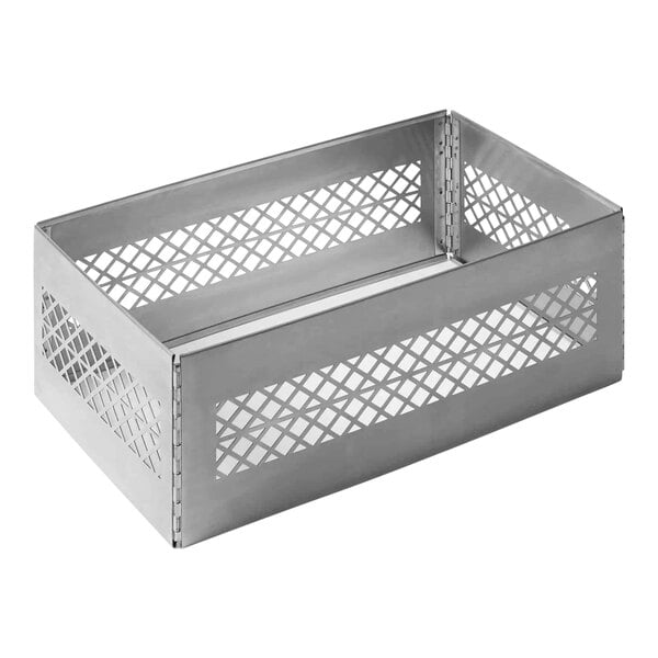 An American Metalcraft stainless steel metal box with holes on a counter.