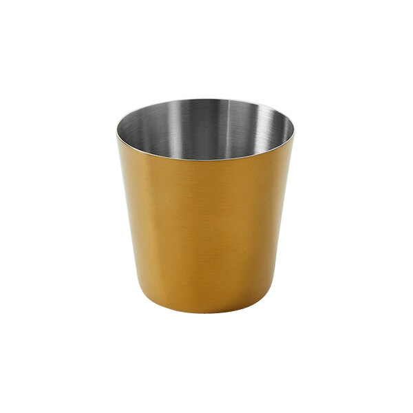 An American Metalcraft satin gold plated French fry cup.