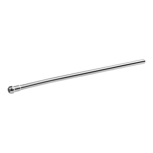 A long silver metal rod with a silver ball on the end.