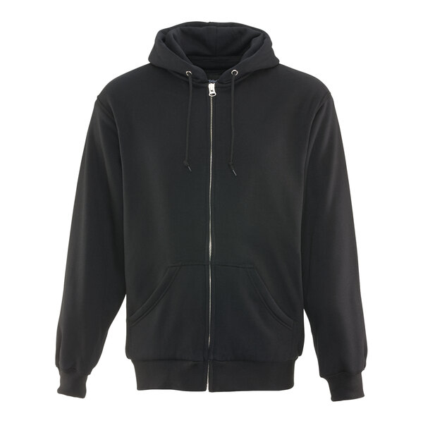 A black RefrigiWear thermal lined sweatshirt with a zipper.