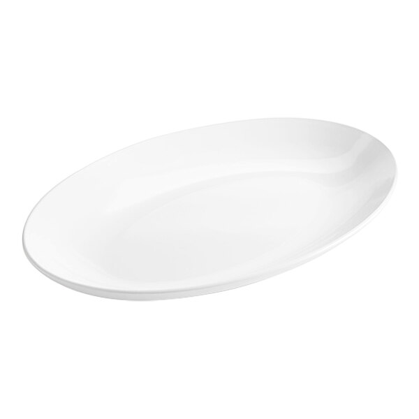 An American Metalcraft white oval melamine platter on a white background.