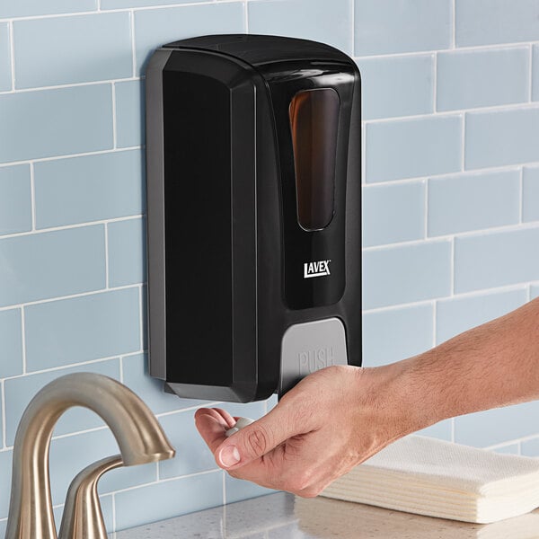 Lavex 40 fl. oz. (1,200 mL) Black Manual Liquid Soap / Sanitizer Dispenser