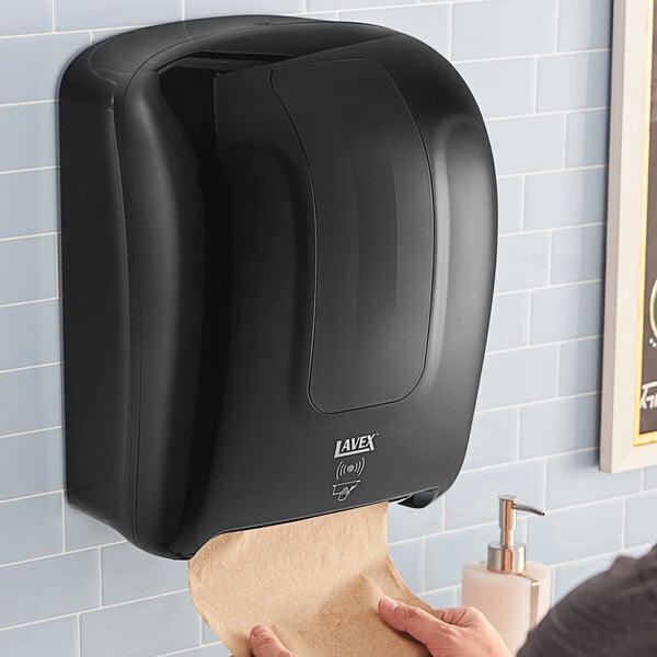 Lavex Black Automatic Paper Towel Dispenser with Motion Sensor