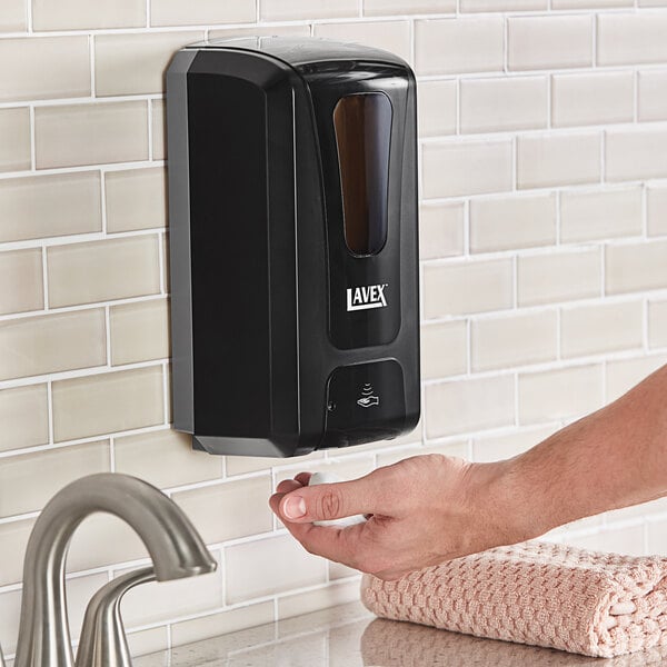 Lavex 40 fl. oz. (1,200 mL) Black Automatic Foaming Soap / Sanitizer Dispenser
