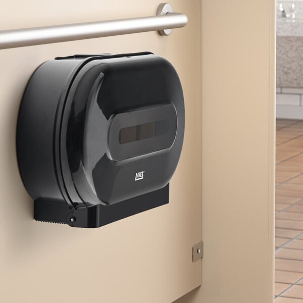 Lavex Black 9" Double Roll Jumbo Toilet Tissue Dispenser