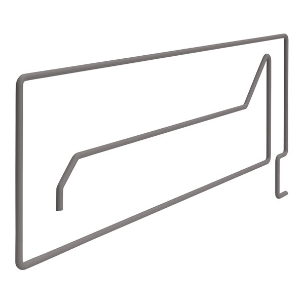 A Wanzl wire shelf divider with a metal frame and handle.