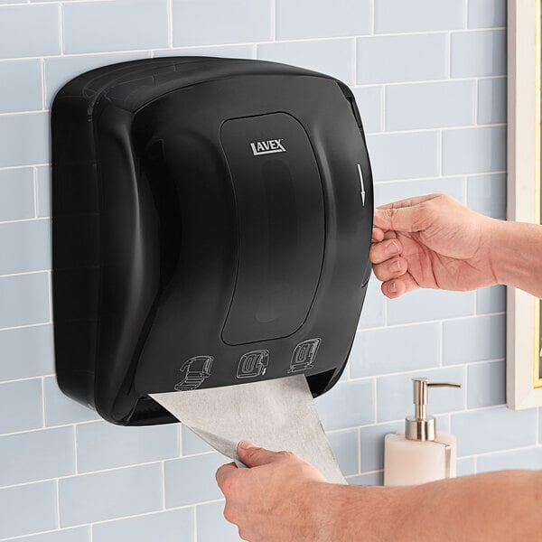 Lavex Black Lever-Activated Paper Towel Dispenser