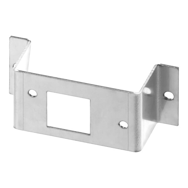 A stainless steel Alto-Shaam spark ignitor bracket with holes.