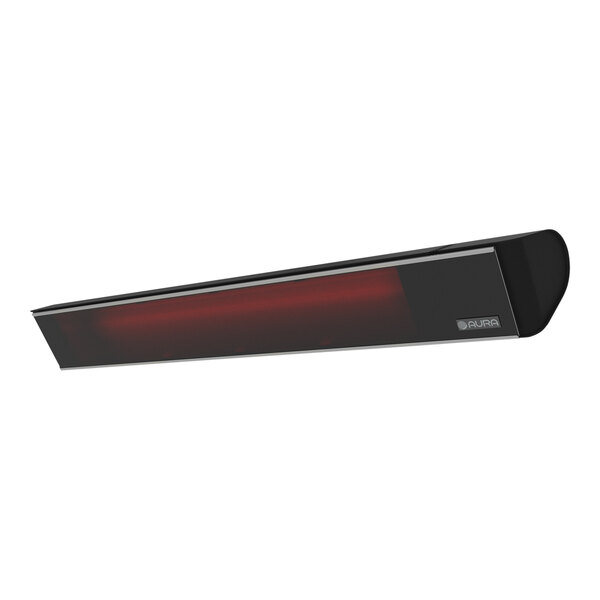 A black rectangular Aura Decor infrared heater with red accents.