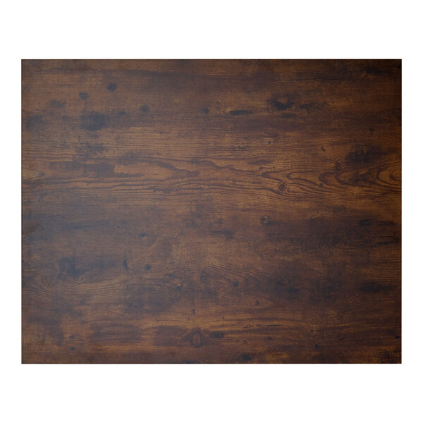 A BFM Seating rectangular wooden table top with a dark wood surface and matching edge.