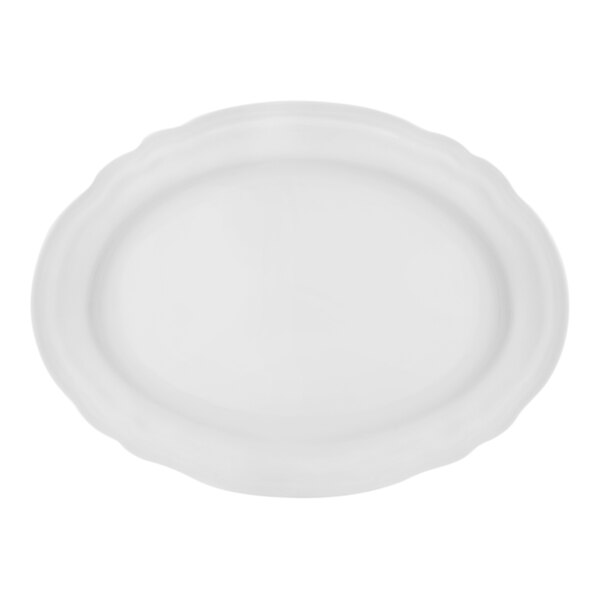 Arcoroc Athena 13 X 9 3 4 White Scalloped Porcelain Oval Platter By 